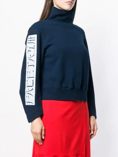 Shop Facetasm High Neck Jumper In Blue