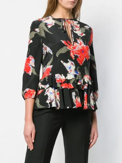 Shop Rochas Floral Print Blouse In Black