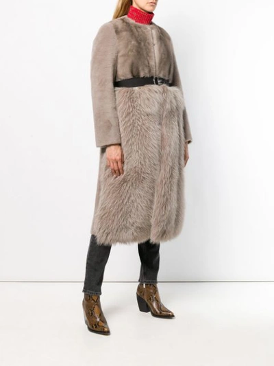 Shop Blancha Fur Mesh Coat In Neutrals