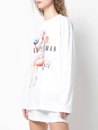 Shop Adam Selman Sport Weightlifter Glam Print Sweatshirt In White