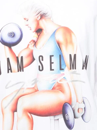 Shop Adam Selman Sport Weightlifter Glam Print Sweatshirt In White