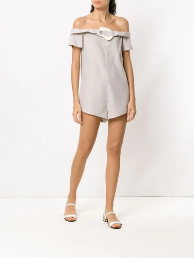 Shop Adriana Degreas Off The Shoulder Playsuit In Grey