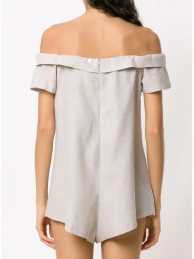 Shop Adriana Degreas Off The Shoulder Playsuit In Grey