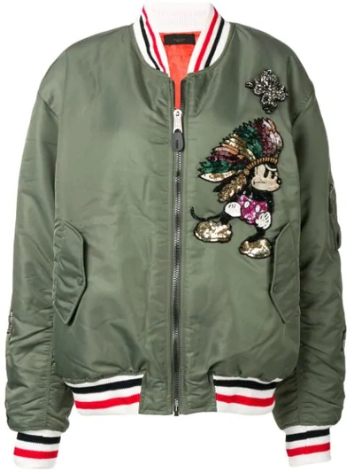 Shop Lédition Sequin Embroidery Bomber Jacket - Green