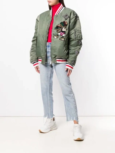 Shop Lédition Sequin Embroidery Bomber Jacket - Green