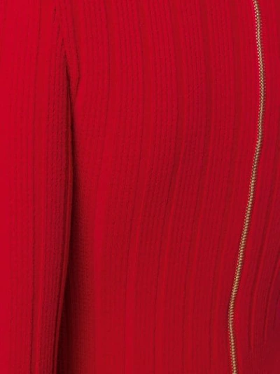 BALMAIN BUTTONED RIB KNIT MINI DRESS - 红色