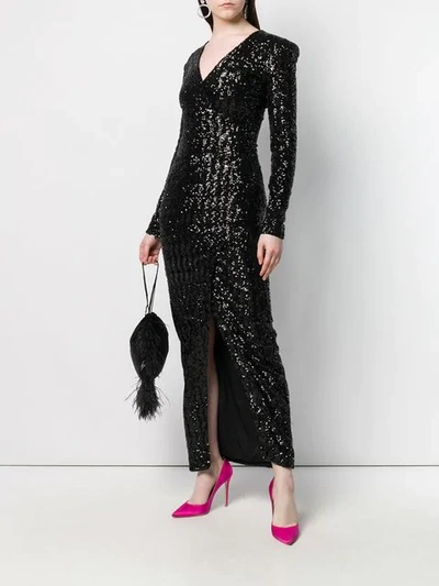 Shop Balmain Sequin Wrap Maxi Dress In Black