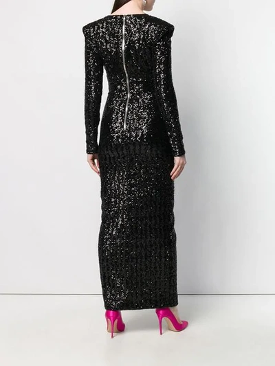 Shop Balmain Sequin Wrap Maxi Dress In Black