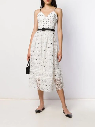 Shop Self-portrait Polka-dot Midi Dress In White