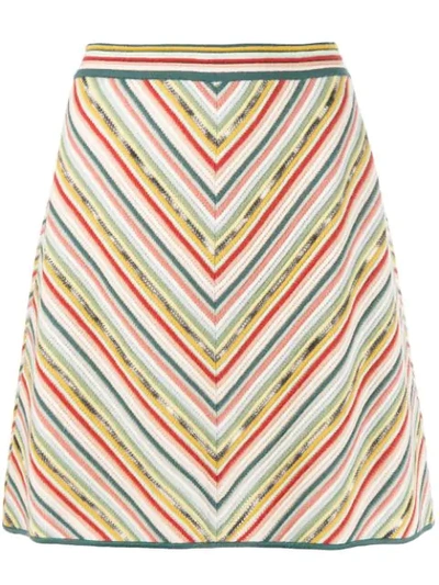 Shop Missoni Stripe A-line Skirt In Green