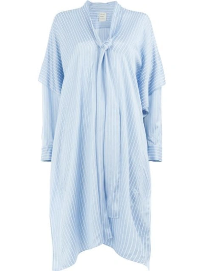 Shop Maison Rabih Kayrouz Flared Striped Dress In Blue