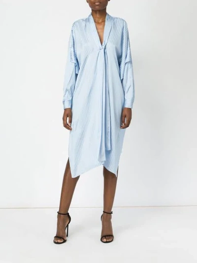 Shop Maison Rabih Kayrouz Flared Striped Dress In Blue