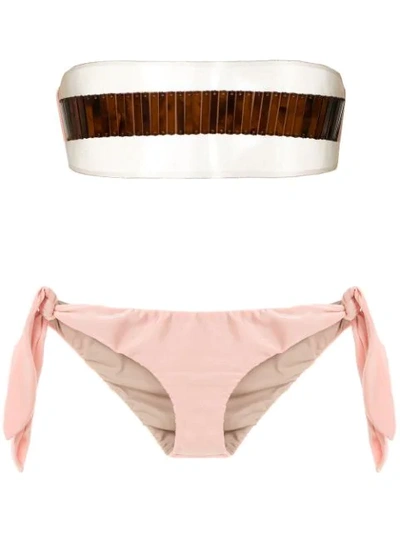 Shop Adriana Degreas X Cult Gaia Strapless Bikini Set In Neutrals
