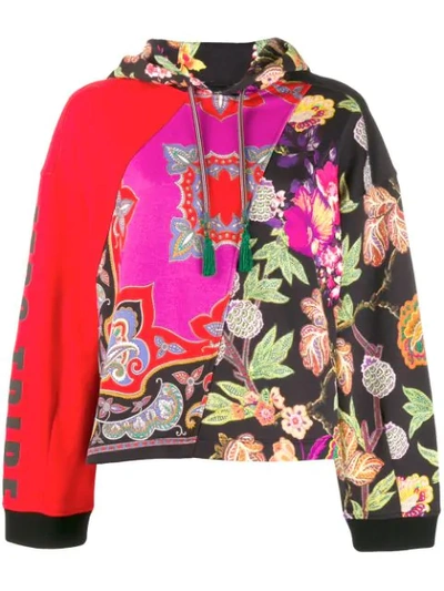 Shop Etro Patchwork Floral Hoodie In Red