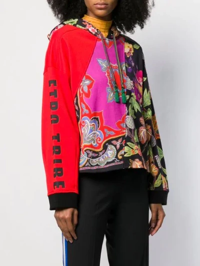 Shop Etro Patchwork Floral Hoodie In Red