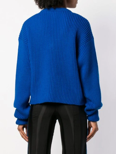 Shop Maison Margiela Cropped Ribbed Knit Sweater - Blue