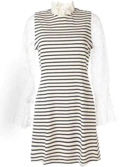 Shop Sea Striped Flared Dress In White