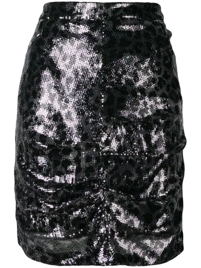 Shop Msgm Sequin Pencil Skirt In Black