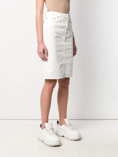 Shop Mm6 Maison Margiela Denim Pencil Skirt In White