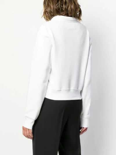 Shop Maison Margiela Cropped High Neck Sweatshirt In White