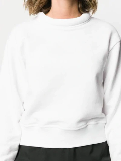 Shop Maison Margiela Cropped High Neck Sweatshirt In White