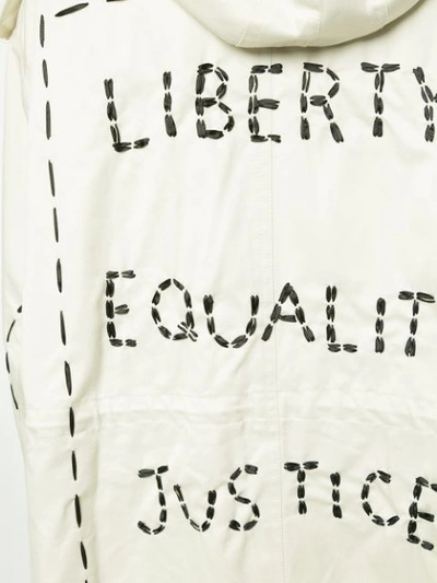 Shop Tu Es Mon Tresor Tu Es Mon Trésor 'liberty Equality Justice' Parka - White