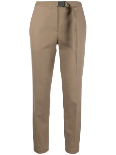 Shop Brunello Cucinelli Cropped Belted Trousers In Brown