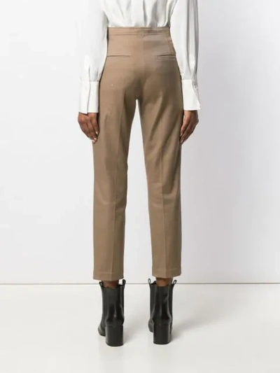 Shop Brunello Cucinelli Cropped Belted Trousers In Brown