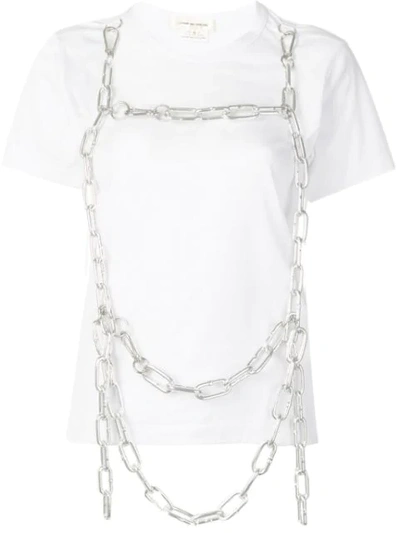 Shop Comme Des Garçons Chain Embellished T-shirt In White