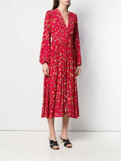 ANDAMANE ABSTRACT PRINT MIDI DRESS - 红色