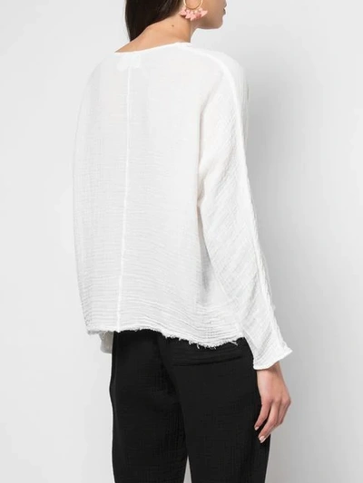 Shop Raquel Allegra Embroidered Long-sleeve Blouse - White