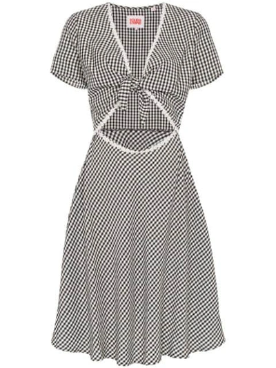 Shop Solid & Striped Gingham-check Cutout Dress In Black