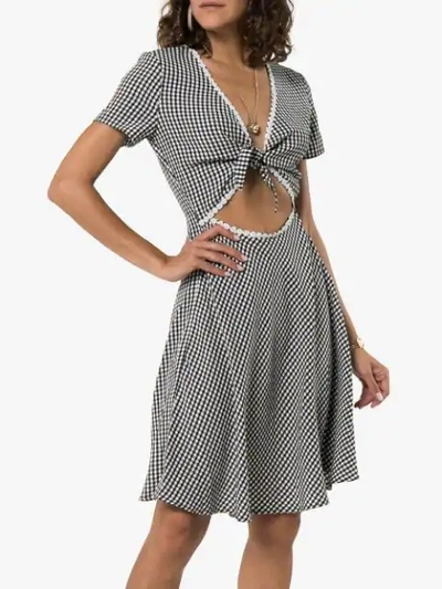 Shop Solid & Striped Gingham-check Cutout Dress In Black