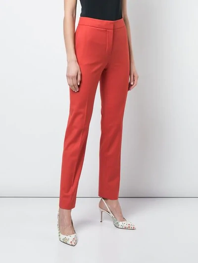 Shop Oscar De La Renta Slim-fit Trousers In Red