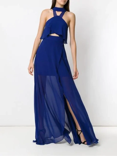 Shop Tufi Duek Long Silk Dress In Blue