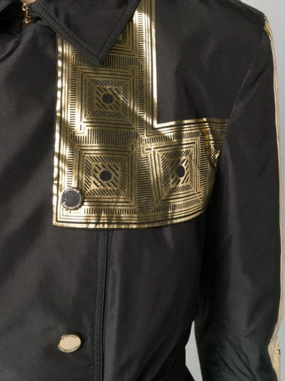 Shop Versace Double Breasted Raincoat In Black