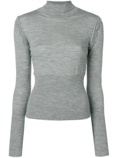 Shop Chloé Rollkragenpullover Mit Gewellten Details In Grey