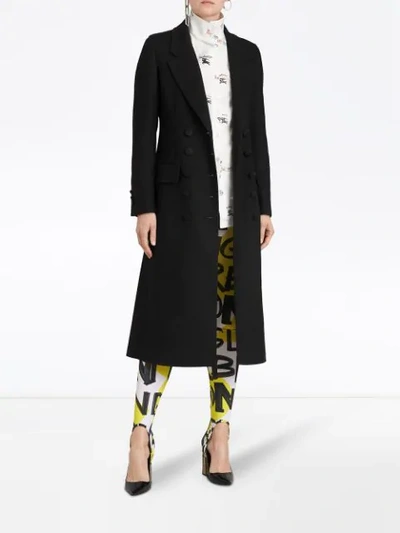 Shop Burberry Double-breasted Cashmere Tailored Coat In Black