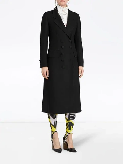 Shop Burberry Double-breasted Cashmere Tailored Coat In Black