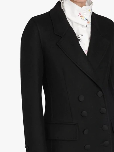 Shop Burberry Double-breasted Cashmere Tailored Coat In Black