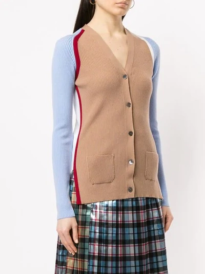 Shop N°21 Back Cut Out Ribbed Cardigan In Brown