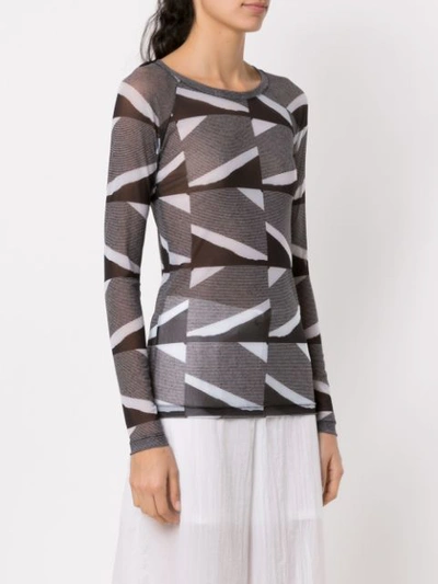 Shop Mara Mac Printed Long Sleeved Top In Grey