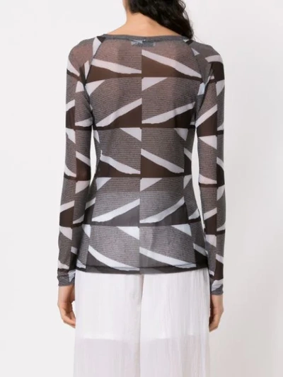 Shop Mara Mac Printed Long Sleeved Top In Grey