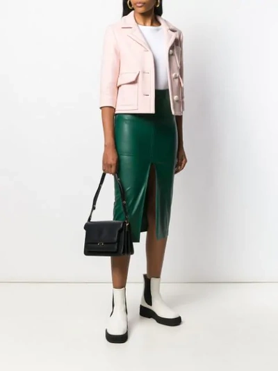 Shop Marni Cropped Classic Blazer In Pink