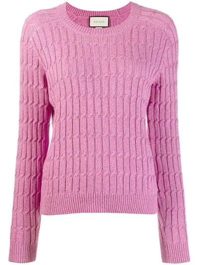 Shop Gucci Cable Knit Sweater In Pink