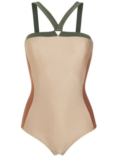 Shop Adriana Degreas Panelled Swimsuit In Neutrals