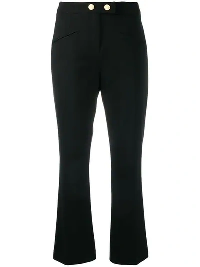 Shop Cavalli Class Cropped Jetted Trousers In Black