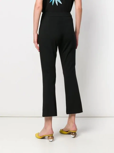 Shop Cavalli Class Cropped Jetted Trousers In Black