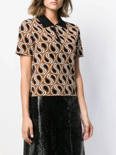 Shop Marni Paisley Print Polo Top In Brown