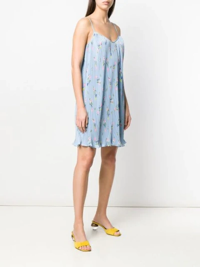Shop Vivetta Floral Print Pleated Dress In Blue
